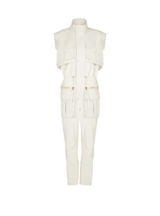 Ärmlös jumpsuit i lammskinn