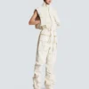 Ärmlös jumpsuit i lammskinn Ärmlös jumpsuit i lammskinn