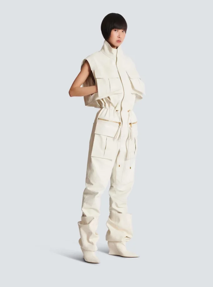 Ärmlös jumpsuit i lammskinn Ärmlös jumpsuit i lammskinn