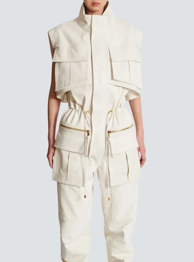 Ärmlös jumpsuit i lammskinn Ärmlös jumpsuit i lammskinn