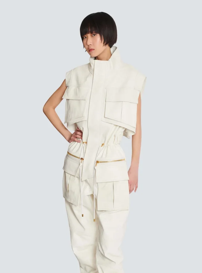 Ärmlös jumpsuit i lammskinn Ärmlös jumpsuit i lammskinn