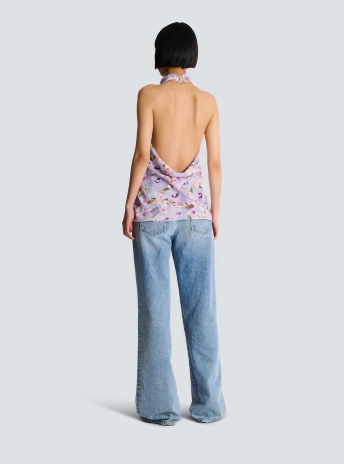 Ärmlös topp med Poppy Flower-tryck