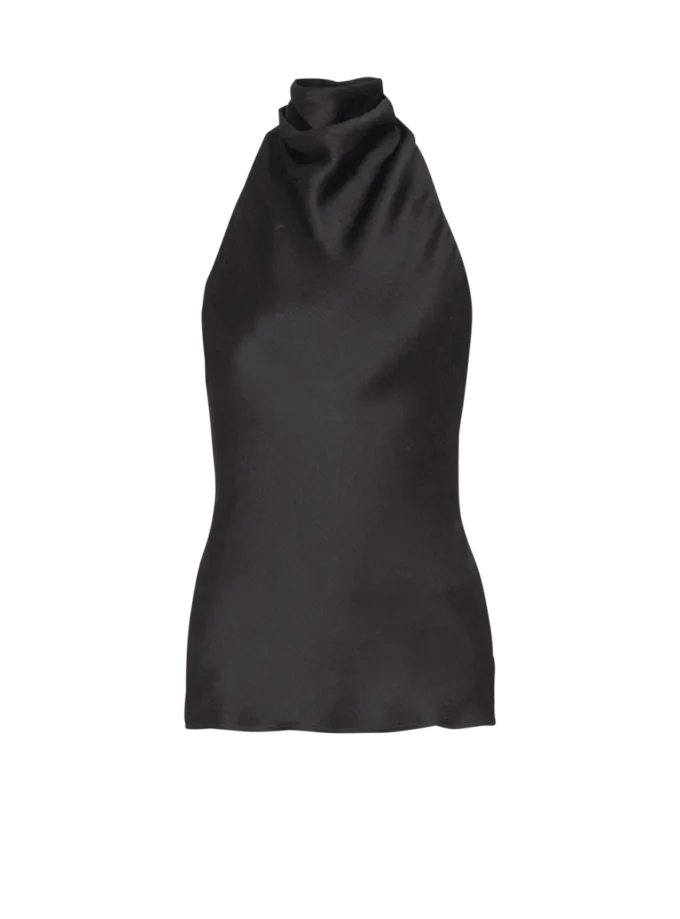 Rygglös topp i crepesatin