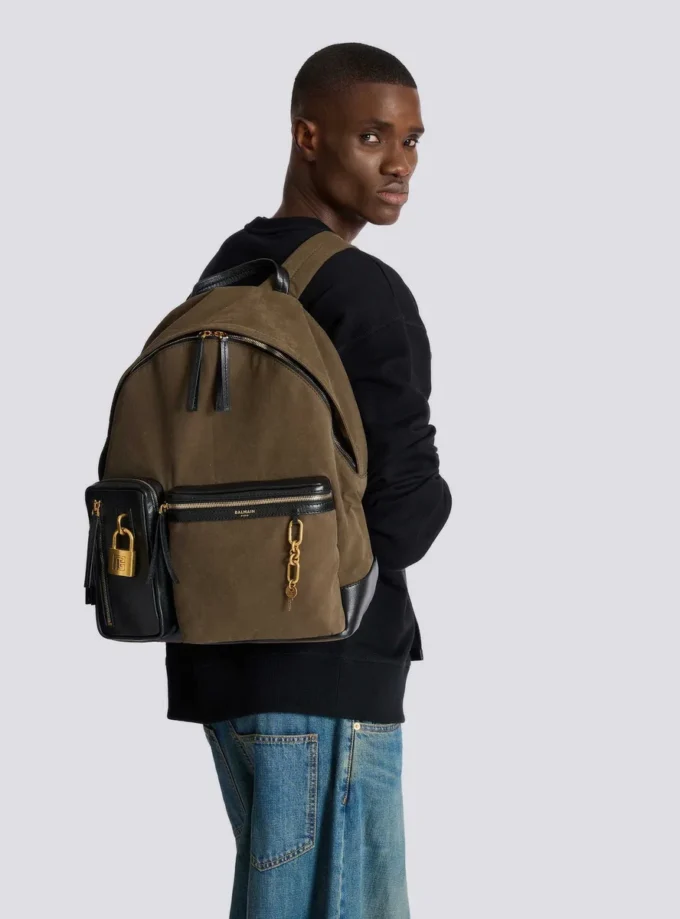 Ryggsäck i kalvskinn och nylon från Pulse