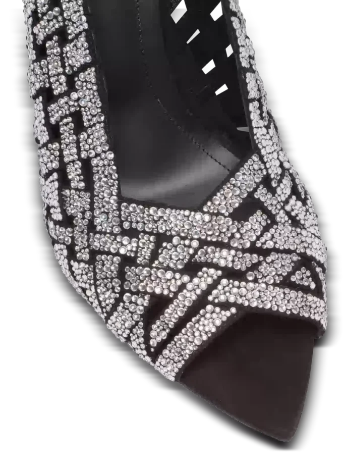 Sandaler i fransad mocka och strass