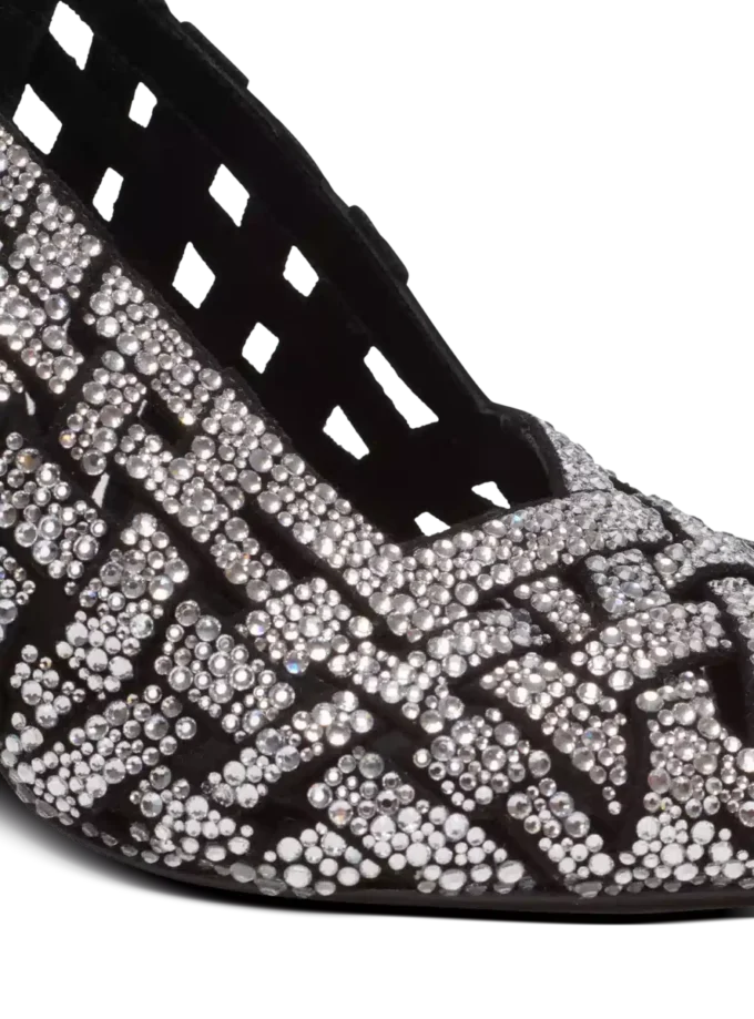 Sandaler i fransad mocka och strass