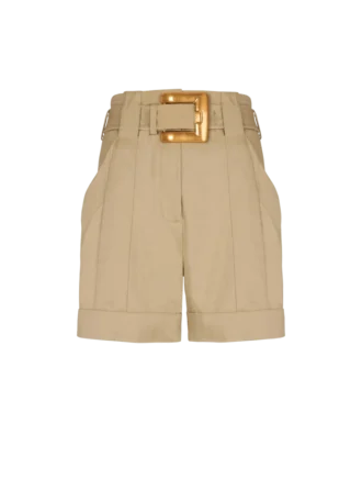 Shorts i bomullsgabardin med bälte Shorts i bomullsgabardin med bälte