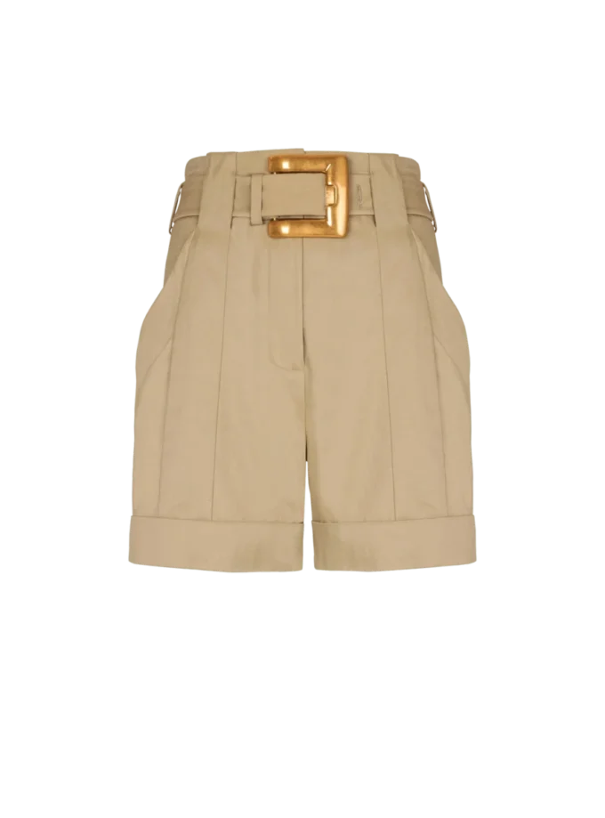 Shorts i bomullsgabardin med bälte Shorts i bomullsgabardin med bälte