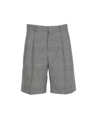 Shorts med veck och Prince of Wales-rutmönster