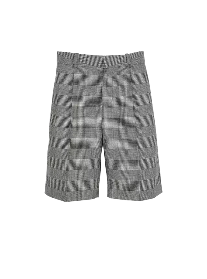 Shorts med veck och Prince of Wales-rutmönster Shorts med veck och Prince of Wales-rutmönster