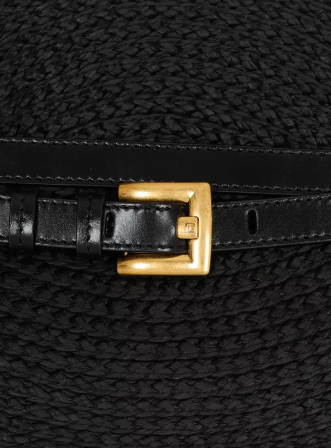 Shuffle Medium-väska i kalvskinn och raffia