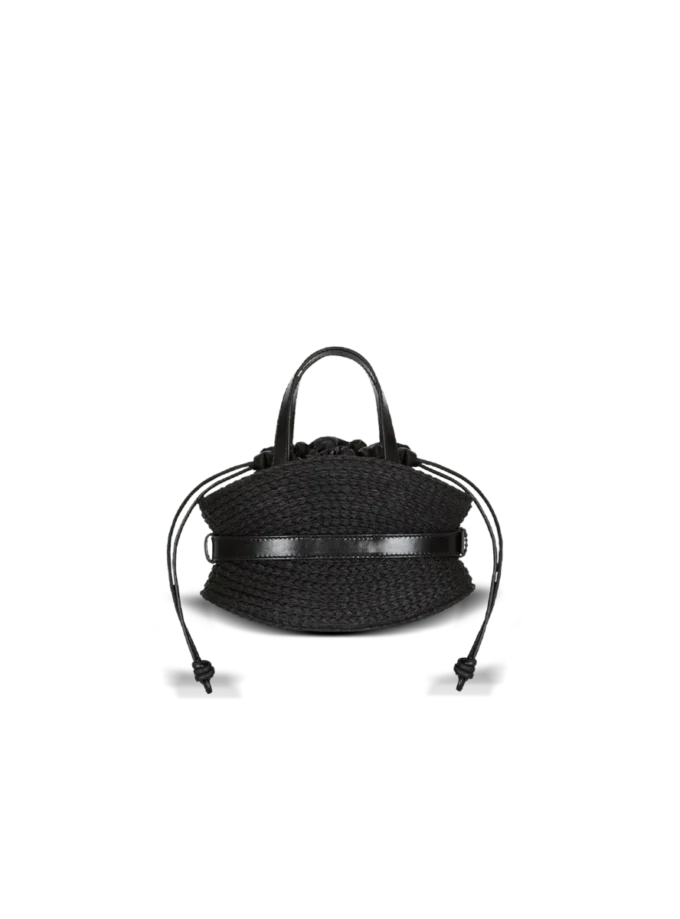 Shuffle Mini-väska i kalvskinn och raffia