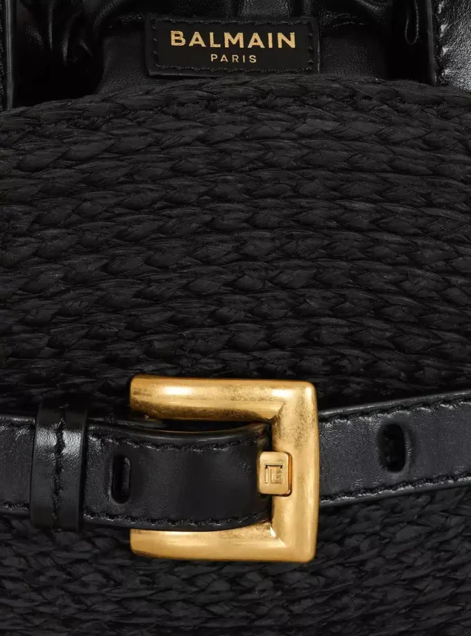 Shuffle Mini-väska i kalvskinn och raffia