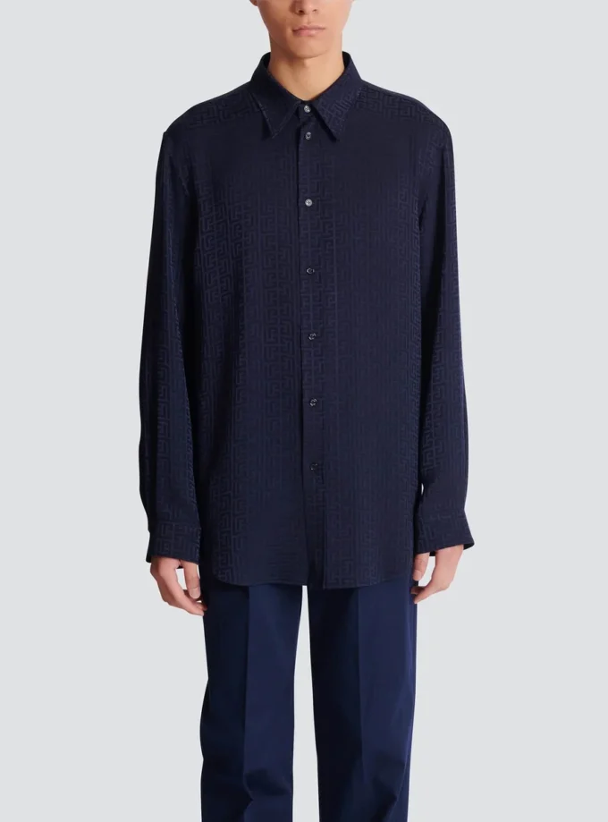 Skjorta i jacquard med monogram