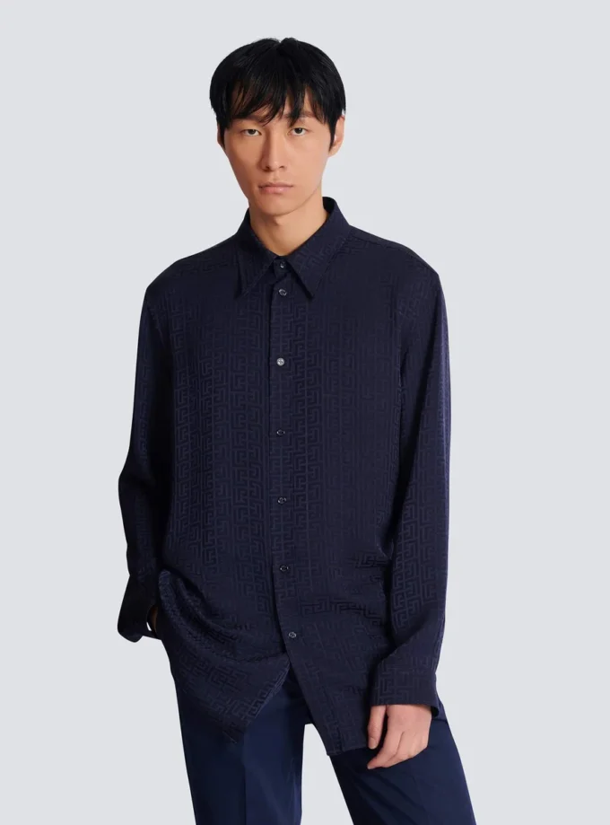 Skjorta i jacquard med monogram