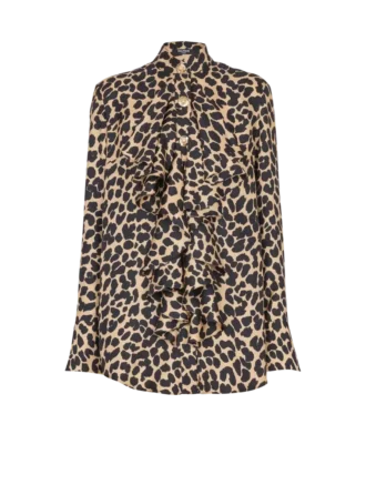 Skjorta med leopardmönster och volanger