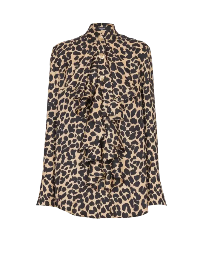 Skjorta med leopardmönster och volanger Skjorta med leopardmönster och volanger