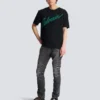 Slim fit-bikerbyxor i denim
