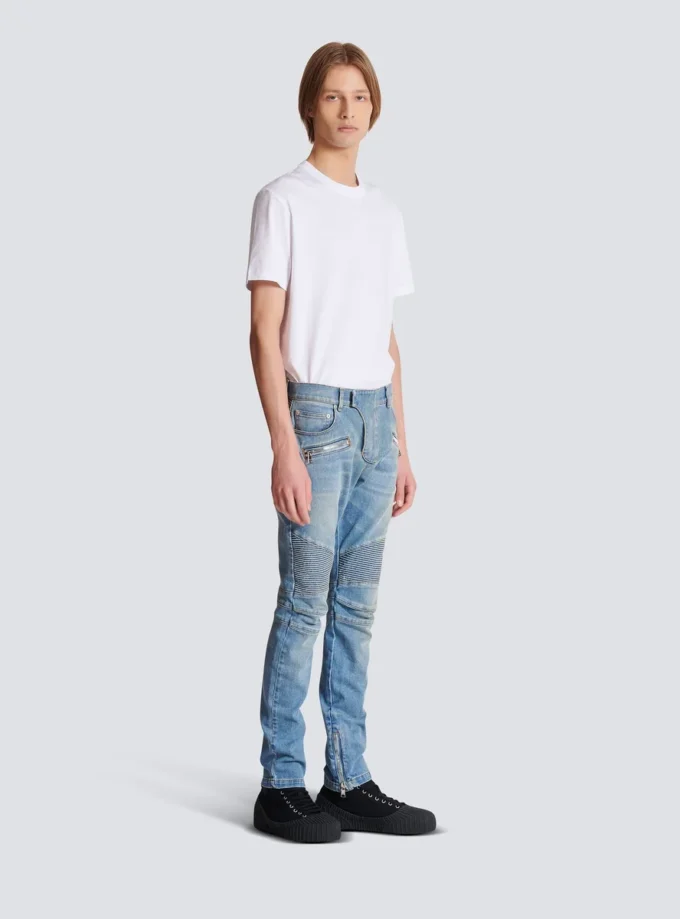 Slim fit-bikerbyxor i denim Slim fit-bikerbyxor i denim