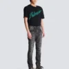 Slim fit-bikerbyxor i denim