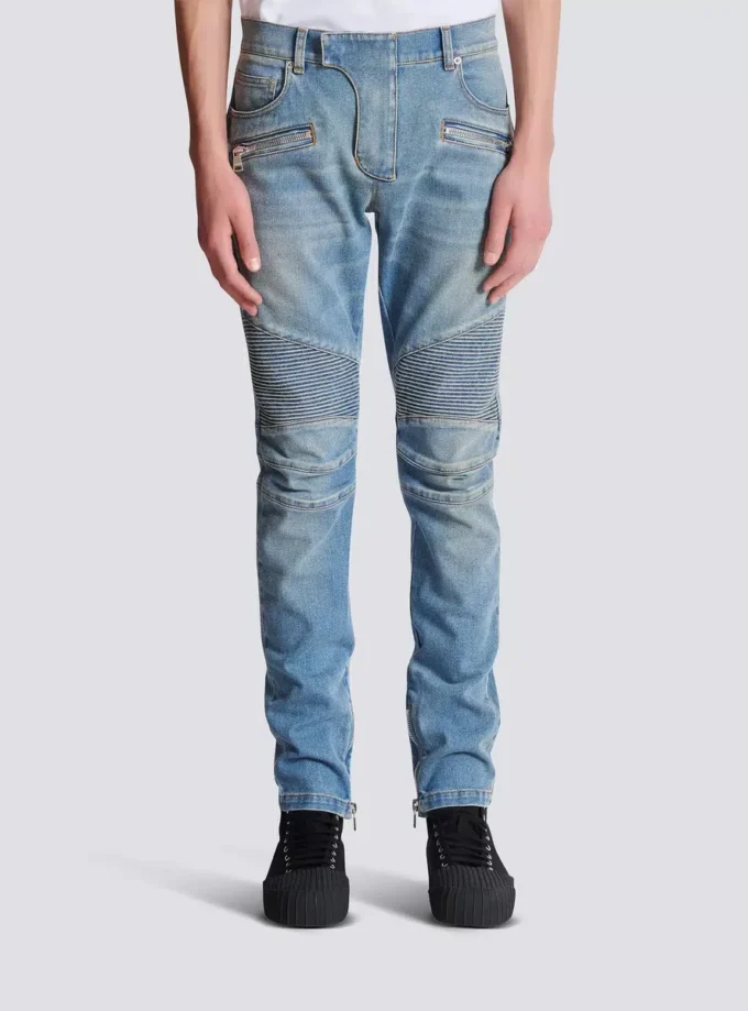 Slim fit-bikerbyxor i denim Slim fit-bikerbyxor i denim