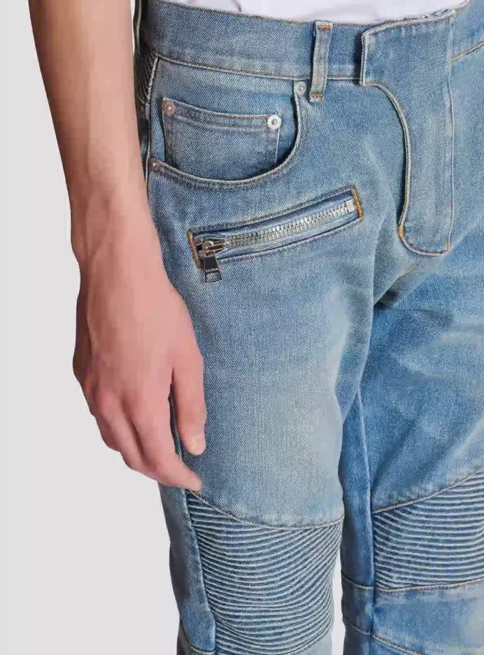 Slim fit-bikerbyxor i denim Slim fit-bikerbyxor i denim