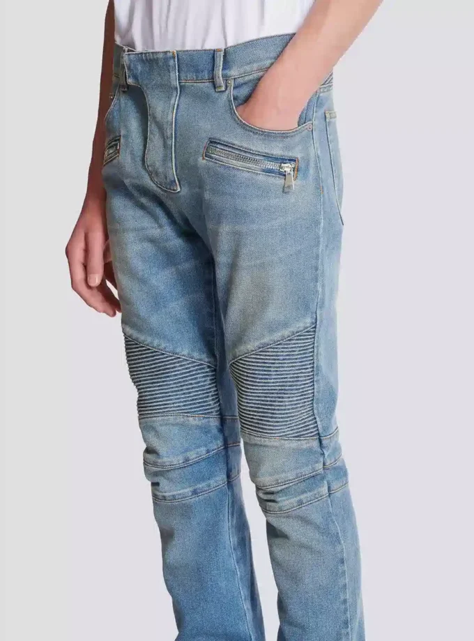 Slim fit-bikerbyxor i denim Slim fit-bikerbyxor i denim