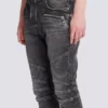 Slim fit-bikerbyxor i denim