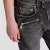 Slim fit-bikerbyxor i denim