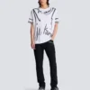 Slim fit-bikerjeans i svart denim