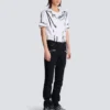 Slim fit-bikerjeans i svart denim