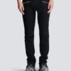 Slim fit-bikerjeans i svart denim