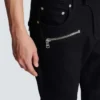 Slim fit-bikerjeans i svart denim