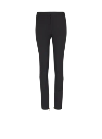 Slim fit-byxor i grain de poudre med dragkedja