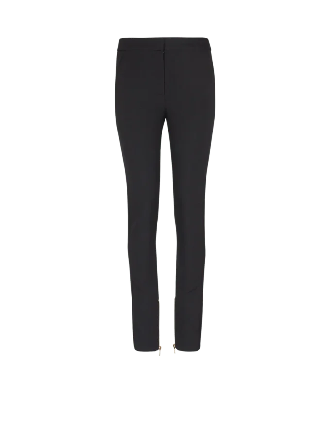 Slim fit-byxor i grain de poudre med dragkedja Slim fit-byxor i grain de poudre med dragkedja