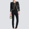Slim fit-byxor i grain de poudre med dragkedja Slim fit-byxor i grain de poudre med dragkedja