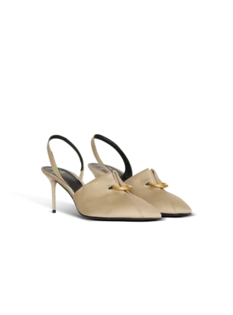 Slingbacks i bomullsgabardin med piercing