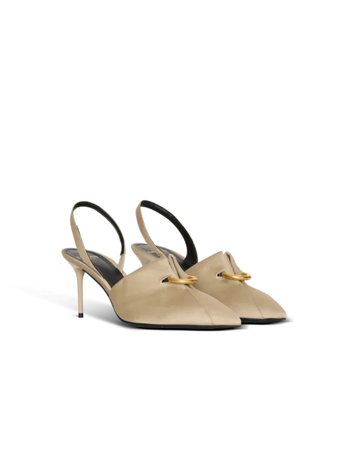 Slingbacks i bomullsgabardin med piercing