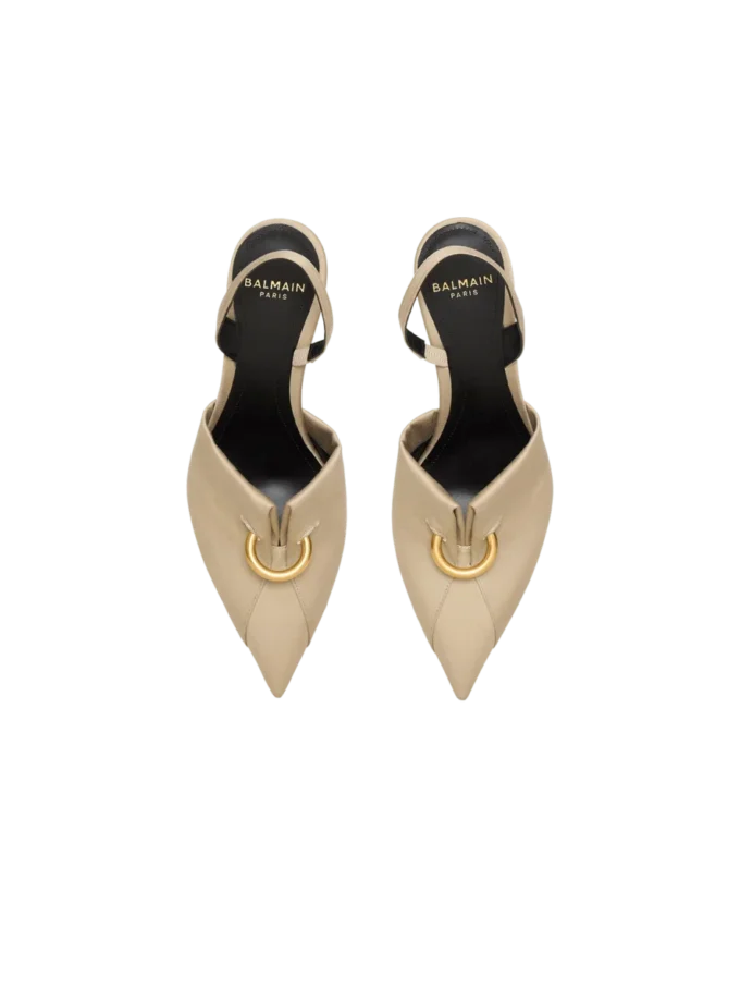 Slingbacks i bomullsgabardin med piercing