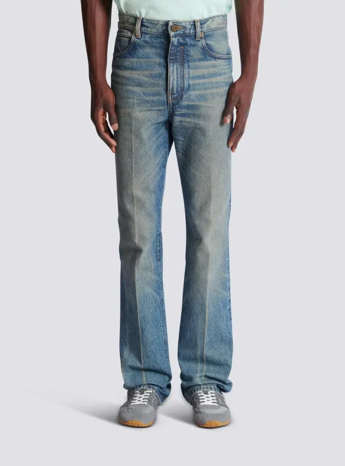 Smal jeans med raka ben i vintage-denim