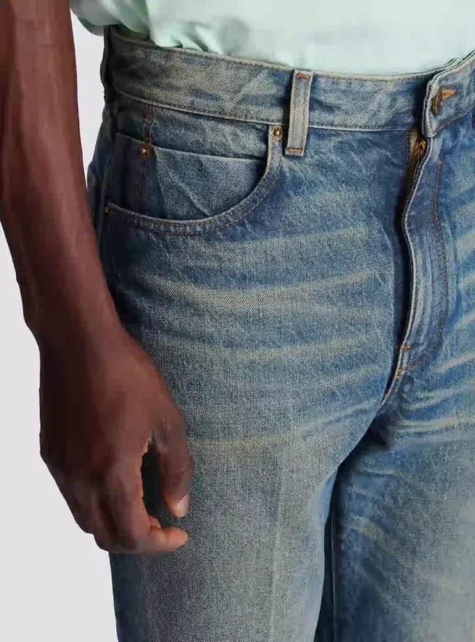 Smal jeans med raka ben i vintage-denim