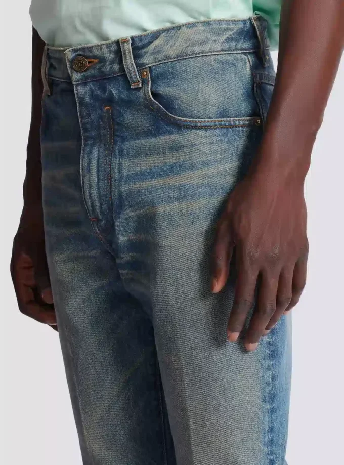 Smal jeans med raka ben i vintage-denim