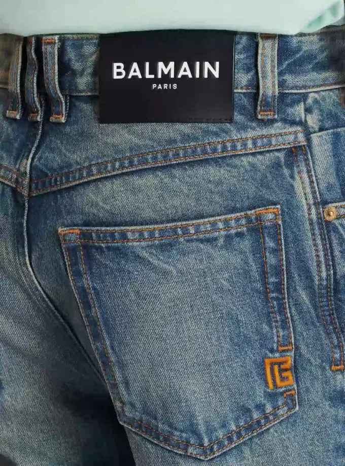 Smal jeans med raka ben i vintage-denim