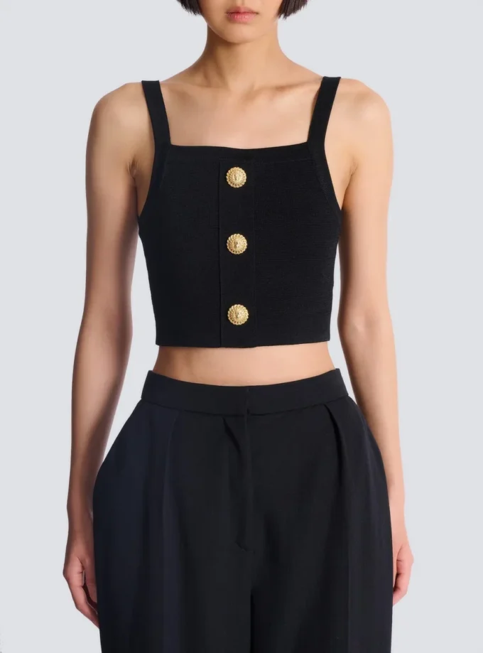 Stickad bralette-top med knappar Stickad bralette-top med knappar