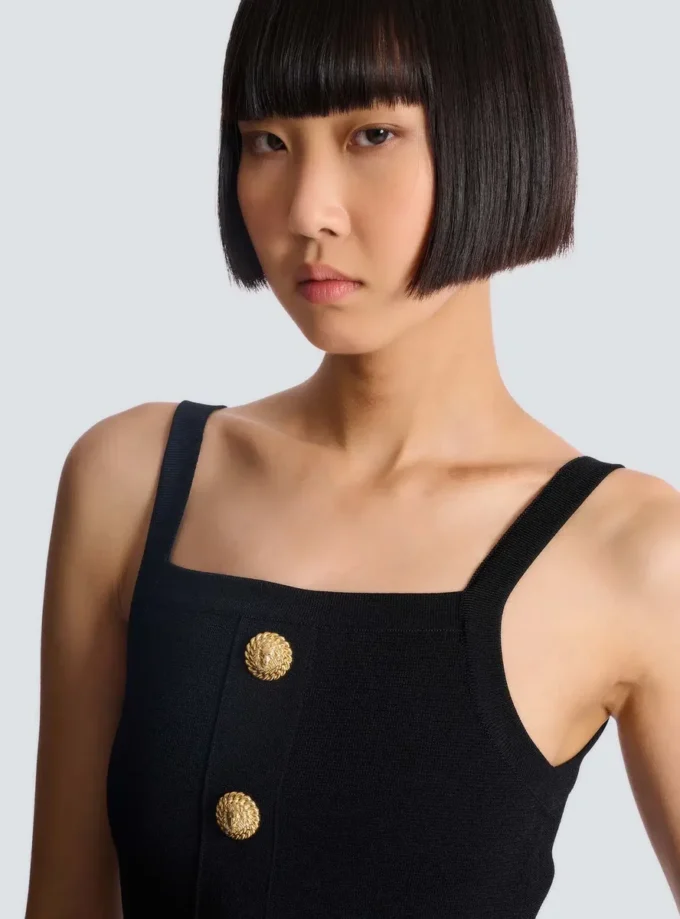 Stickad bralette-top med knappar Stickad bralette-top med knappar