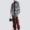 Stickad klänning med zebraintarsia