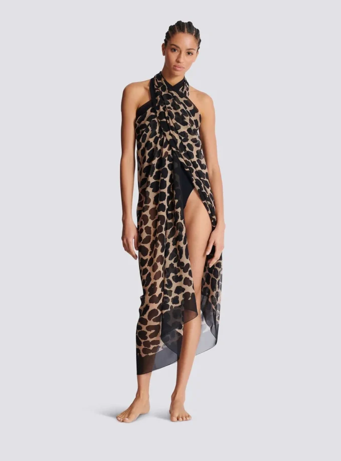Strandskjorta med leopardmönster