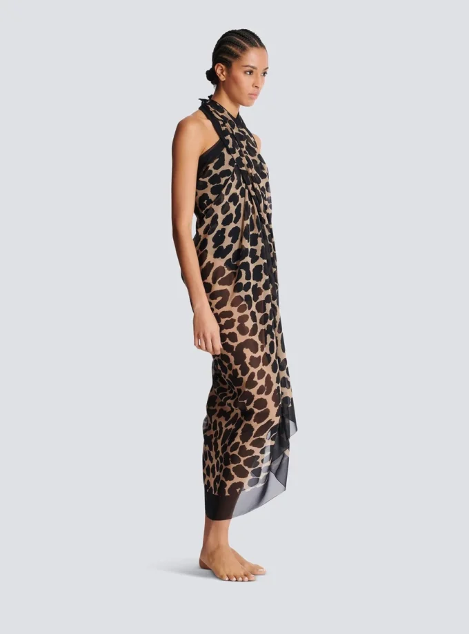 Strandskjorta med leopardmönster