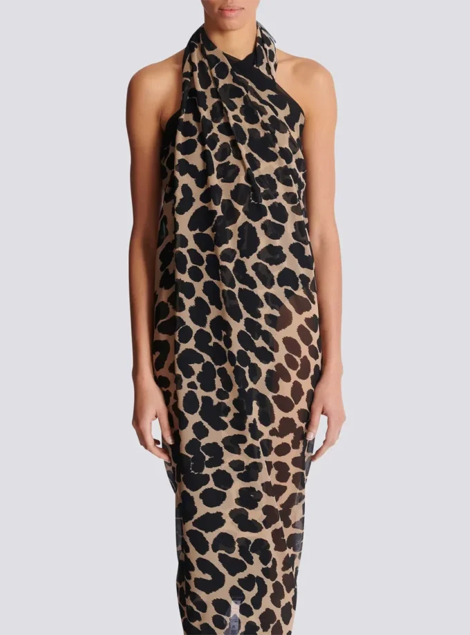 Strandskjorta med leopardmönster