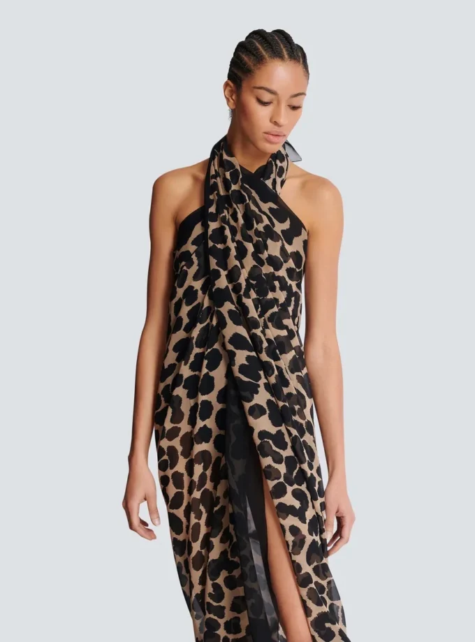Strandskjorta med leopardmönster